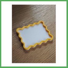 Astraltech 3D Baskı Dalgalı Kenarlı Iki Renkli Mini Tepsi Masaüstü Organizer Takı ve Anahtar Tepsisi 15 cm - Sarı Beyaz Bezoss