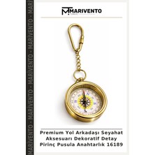 Premium Yol Arkadaşı Seyahat Aksesuarı Dekoratif Detay Pirinç Pusula Anahtarlık 16189