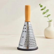 Yakup Tokatlı Moda Tm 8" Ahşap & Bambu Saplı Çelik Rende (Silikon Taban, 3 Bölümlü)