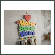 Bezos Home Sweet Home Duvar Anahtarlığı Çok Parçalı Dekoratif Anahtar Askısı Nhr