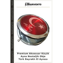 Premium Aksesuar Küçük Ayna Nostaljik Obje Türk Bayraklı El Aynası