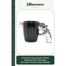 Premium Çay Kupası Erkek Hediyesi Ofis Bardağı Porselen Silahlı Kupa Bardak