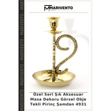 Özel Seri Şık Aksesuar Masa Dekoru Görsel Obje Tekli Pirinç Şamdan 4931
