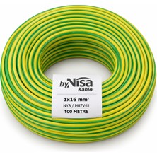 Nisa Kablo 1X16 Mm² Nya H07V-U Sarı Yeşil Topraklama Kablosu 100 Metre