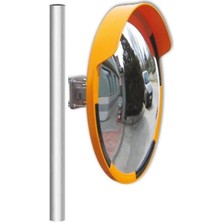 Hayat Trafik - Trafik Güvenlik Aynası 60 cm Sarı-Siyah ve 2.5 M Galvaniz Flanşlı Direk Set