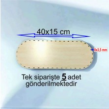 Asude Hediyelik Ahşap Krem 40X15 cm 5 Ad Bambu Tepsi Örgü Plakası Supla Delikli Altlık Tığ Taban Işi Sepet Tabanı