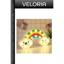 Veloria Premium Gün Işığı Şirin Lamba Gülen Bulutlu Gökkuşağı LED Gece Lambası