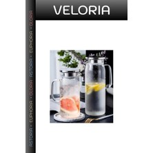 Veloria Delux Serisi Sofra Düzeni Şeffaf Sürahi Ev Yaşam 1500 ml Borosilikat Cam Su Sürahisi