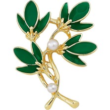 Nice For You Inci Taneli Zeytin Dalı 18K Altın Kaplama Broş, Tek Beden, TYCYE1UISN170593592678510, Gold, Kadın