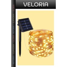Veloria Yılbaşı Işığı Akşam Lambası Bahçe Süsü Güneş Enerjili 200 LED Dış Mekan Aydınlatma Şeridi