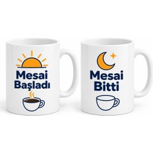 Astraltech Mesai Başladı / Mesai Bitti 2'li Porselen Kupa Seti - Model 384 Bezoss