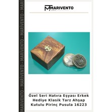 Özel Seri Hatıra Eşyası Erkek Hediye Klasik Tarz Ahşap Kutulu Pirinç Pusula 16223