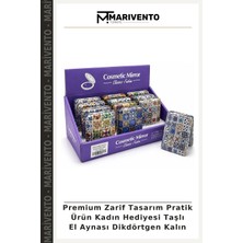 Premium Zarif Tasarım Pratik Ürün Kadın Hediyesi Taşlı El Aynası Dikdörtgen Kalın