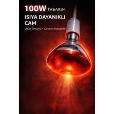 Yakup Tokatlı Moda Tm 100W Isıtıcı Ampul Kırmızı Isı Lambası Civciv Kümes Kuluçka E27 Duy Isıtma Ampulü