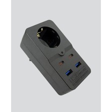 Yakup Tokatlı Moda Tm Isıya Dayanıklı Pc Gövdeli Akım Korumalı Priz 4 USB Yeni Nesil