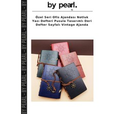 Özel Seri Ofis Ajandası Notluk Yazı Defteri Pusula Tasarımlı Deri Defter Sayfalı Vintage Ajanda