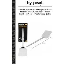 Yemek Sunumu Fonksiyonel Araç Metal Servis Spatulası - Krom Renk - 27 cm - Paslanmaz Çelik