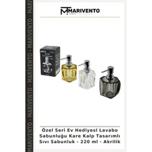 Özel Seri Ev Hediyesi Lavabo Sabunluğu Kare Kalp Tasarımlı Sıvı Sabunluk - 220 ml - Akrilik