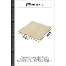 Premium Tezgah Silme Günlük Kullanım Ev Temizliği Saf Doğal Temizlik Bezi Seti 3'lü Paket 25X25 cm