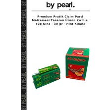 Premium Pratik Çizim Parti Malzemesi Tasarım Ürünü Kırmızı Tüp Kına - 30 gr - Hint Kınası