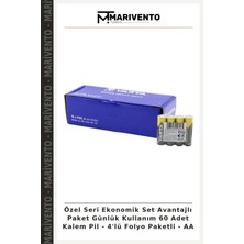 Özel Seri Ekonomik Set Avantajlı Paket Günlük Kullanım 60 Adet Kalem Pil - 4'lü Folyo Paketli - Aa