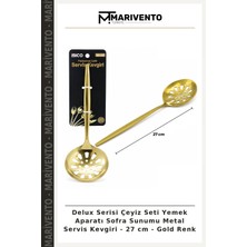 Delux Serisi Çeyiz Seti Yemek Aparatı Sofra Sunumu Metal Servis Kevgiri - 27 cm - Gold Renk