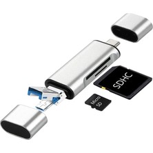3in1 Taşınabilir Type C USB Kart Okuyucu Mikro Sd Kart Çevirici Dönüştürücü Adaptör