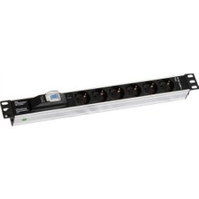 Çelik - Ticaret Uranıum 6 Lı Pdu 1u 1X16 Sigorta 3x1.5mt Kablo Alüminyum Rackmount Grup Priz