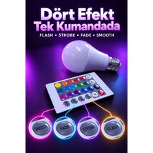 Akıllı Bayi Rgb LED Ampul Kumandadan Işık Efekti Seçimli Aby