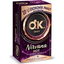 Okey Nirvana Hot Kabartmalı Tırtıklı Prezervatif 20’Li Isıtıcı Etkili Özel Jelli