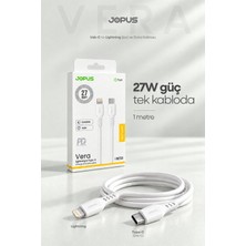 Jopus iPhone Uyumlu 27W Type-C To Lightning Hızlı Şarj Kablosu 1m Beyaz Standart