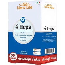 New Life 4 Hepa 90 Softgel Kapsül Türkiye Menşeli Choline ve Artichoke İçerikli Besin Takviyesi
