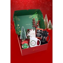Mey İthalat Baskılı Kupa & Siyah French Press & Premium Filtre Kahve & Mini Çam Ağacı & Metal Kutulu Mum