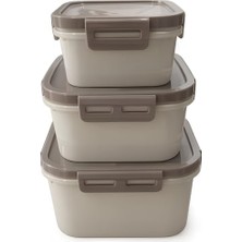Mey İthalat 3'lü Kilitli Saklama Kabı Seti – Küçük Boy: 11 x 11 Cm, Orta Boy: 13 x 13 Cm, Büyük: 16 x 16 Sızdırmaz Gıda Saklama Kabı | Bpa Free | Buzdolabı, Derin Dondurucu ve Mikrodalga Uyumlu