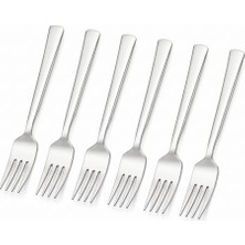Mey İthalat Kahvaltı ve Tatlı Çatalı, 6'lı Paslanmaz Çelik Küçük Çatal Seti, Gümüş Metal 15 Cm, 6 Adet