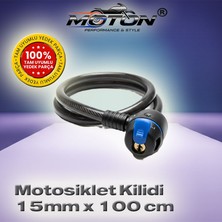 Moton Kalın Çelik Çapraz Örgü Halatlı Bisiklet ve Motosiklet Kilidi (15MM x 100 Cm)