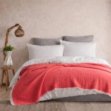 Mey İthalat 4 Katlı Müslin Pike Çift Kişilik I Battal Boy –%100 Pamuklu, Nefes Alabilir, Yumuşak Dokulu Dört Mevsim Kullanım 240X260 cm Kırmızı
