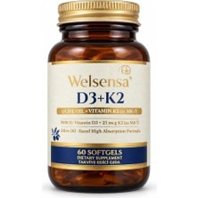 Mey İthalat D3 K2 Vitamini Zeytinyağı Bazlı - D3 1000 Iu + K2 Mk-7 25 Mcg - 60 Softgel