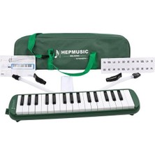 Mey İthalat 32 Tuşlu Bez Çantalı Zümrüt Yeşil Melodika (Yedek Ağızlıklı)