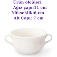 Mey İthalat Güral Porselen Çift Kulplu Çorba Kasesi, Beyaz Krem, 11 cm Ağız Çapı