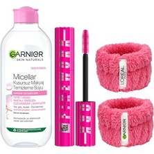 Mey İthalat Skin Naturals Micellar Kusursuz Makyaj Temizleme Suyu (400 Ml) & Maybelline New York Lash Sensational Firework Maskara + Hediye Havlu Bileklik 2'li Set