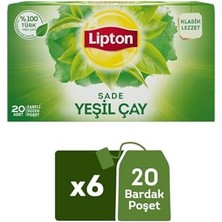 Mey İthalat Yeşil Çay Sade Bitki Süzen Poşet Çay 20'li x 6 Adet