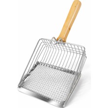 Mey İthalat Kedi Kumu Küreği, Busstier Metal Ahşap Saplı Dayanıklı Izgaralı Kedi Tuvaleti Temizleme Küreği Ergonomik Saplı Kolay Temizlik Aparatı Paslanmaz Çelik (Telli)