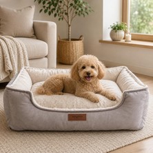 Mey İthalat Dreamy Iki Taraflı Iç Minderli, Kaydırmaz Tabanlı, Yıkanabilir Kedi ve Köpek Yatağı (Krem, Large)