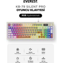 Everest Kb-79 Silent Pro Gri Mavi-Gri-Kahve Sessiz Rgb Q Membrane Oyuncu Klavyesi