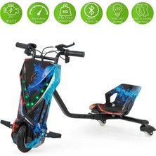 SIMATE Elektrikli Drift Scooter | Bluetooth Hoparlörlü | 250W Motor Gücü | Hız Kademe Ayarı | 50 kg Taşıma Kapasitesi | koruma Seti Hediye
