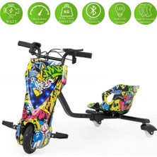SIMATE Elektrikli Drift Scooter | Bluetooth Hoparlörlü | 250W Motor Gücü | Hız Kademe Ayarı | 50 kg Taşıma Kapasitesi | koruma Seti Hediye