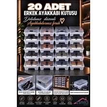 Esmila Home 20 Adet Erkek Ayakkabı Kutusu Şeffaf Ayakkabı Düzenleyici Organizer