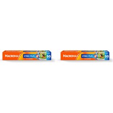 TeknoKapsül Macromax Streç Film 50 Metre, Ekonomik Boy, Pvc Içermez, Gıdaları Taze Tutan Streç Film 2li Paket