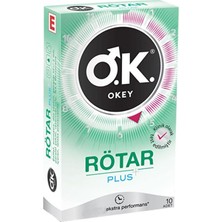 Okey Rötar Plus Şeffaf Lateks Prezervatif 10 Adet Düz Yüzeyli Aroma İçermeyen